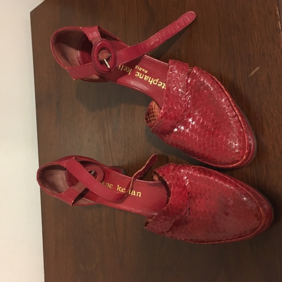 Stephane Kelian Red Leather Paris Heel - Picture 2 of 6